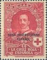 Red Cross - Not issued Spanish Stamps Overprinted "ZONA PROTECTORADO ESPANOL" — 25C, carmine