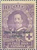 Red Cross - Not Issued Spanish Stamps Overprinted "ZONE PROTECTORADO ESPANOL" — 10Pta, violet