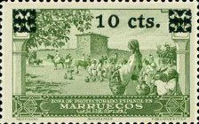 Local Motifs Issue of 1928 Surcharged — 10/1C/Pta, yellowish green