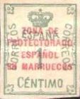 Spanish Postage Stamp Overprinted "ZONA DE - PROTECTORADO - ESPANOL - EN MARRUECOS" — 1C, yellowish green