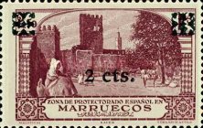 Local Motifs Issue of 1928 Surcharged — 2/2.50C/Pta, purple