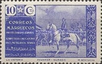 General Franco on Horse - Inscription "SOBRETASA OBLIGATORIA - PRO MUTILADOS AFRICA" — 10C, ultramarine
