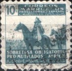 General Franco on Horse - Inscription "SOBRETASA OBLIGATORIA - PRO MUTILADOS AFRICA" — 10C, greyish green