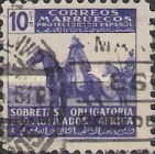General Franco on Horse - Inscription "SOBRETASA OBLIGATORIA - PRO MUTILADOS AFRICA" — 10C, bluish violet