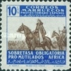 General Franco on Horse - Inscription "SOBRETASA OBLIGATORIA - PRO MUTILADOS AFRICA" — 10C, blue/brown