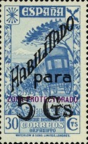 Beneficience Stamps overprinted "Historia del Correo" and Surcharged — 5/30C, blue