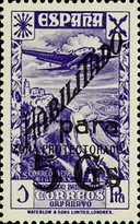 Beneficience Stamps overprinted "Historia del Correo" and Surcharged — 5/1C/Pta, violet