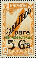 Beneficience Stamps overprinted "Historia del Correo" and Surcharged — 5/2C/Pta, orange