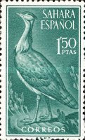 Birds — 1.50Pta, green, Chlamydotis undulata