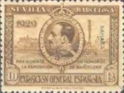 Seville - Barcelona Issue of Spain Overprinted "SAHARA" Horizontally or Vertically — 10Pta, brown
