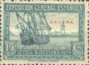 Seville - Barcelona Issue of Spain Overprinted "SAHARA" Horizontally or Vertically — 15C, bluish green