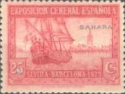 Seville - Barcelona Issue of Spain Overprinted "SAHARA" Horizontally or Vertically — 25C, carmine rose