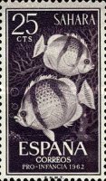 Child Welfare - Fish — 25C, dark violet, Chaetodon hoefleri