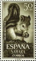 Stamp Day - Squirrels - Coated Paper — 50C, brownish olive, Scirus vulgaris