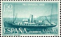 Child Welfare - Ships — 1.50Pta, bluish green