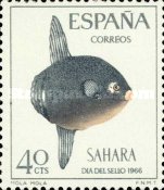 Stamp Day - Fish — 40C, blackish blue/orange yellow, Mola mola