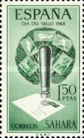 Stamp Day — 1.50Pta, emerald green/bluish green