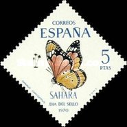 Stamp Day - Butterflies — 5Pta, multicoloured, Danaus chrysippus