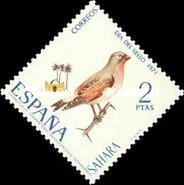 Stamp Day - Birds — 2Pta, multicoloured, Rhodopechys githaginea
