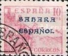 Spanish Postage Stamps of 1936-1940 Overprinted "Sahara Espanol" in Red or Blue Colour — 10C, red