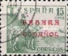 Spanish Postage Stamps of 1936-1940 Overprinted "Sahara Espanol" in Red or Blue Colour — 15C, greyish green