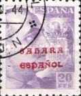 Spanish Postage Stamps of 1936-1940 Overprinted "Sahara Espanol" in Red or Blue Colour — 20C, violet