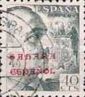 Spanish Postage Stamps of 1936-1940 Overprinted "Sahara Espanol" in Red or Blue Colour — 40C, blackish green