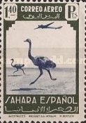 Airmail - Ostrich, Caravan — 1.40Pta, green/blue, Struthio camelus