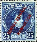 Spanish Postage Stamps Overprinted "CORREO ESPANOL MARRUECOS" — 25C, blue