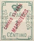 Spanish Postage Stamps Overprinted "CORREO ESPANOL - MARRUECOS" — 1C, light green, Imperforated