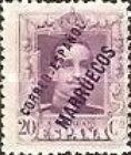 Overprinted "CORREO ESPANOL MARRUECOS" - Blue Control Number on Back — 20C, purple