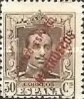Overprinted "CORREO ESPANOL MARRUECOS" - Blue Control Number on Back — 30C, sepia