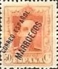 Overprinted "CORREO ESPANOL MARRUECOS" - Blue Control Number on Back — 50C, orange