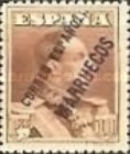 Overprinted "CORREO ESPANOL MARRUECOS" - Blue Control Number on Back — 10Pta, brown