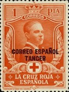 Red Cross - Not Issued Stamps Overprinted "CORREO ESPANOL - TANGER" — 1Pta, orange red