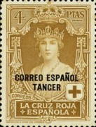 Red Cross - Not Issued Stamps Overprinted "CORREO ESPANOL - TANGER" — 4Pta, yellowish brown