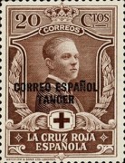 Red Cross - Not Issued Stamps Overprinted "CORREO ESPANOL - TANGER" — 20C, violet brown