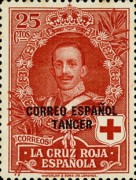 Red Cross - Not Issued Stamps Overprinted "CORREO ESPANOL - TANGER" — 25C, carmine