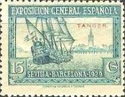 Spanish Postage Stamps Overprinted "TANGER" - International Exhibition Seville and Barcelona — 15C, bluish green