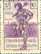 Spanish Postage Stamps Overprinted "TANGER" - International Exhibition Seville and Barcelona — 20C, violet