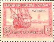 Spanish Postage Stamps Overprinted "TANGER" - International Exhibition Seville and Barcelona — 25C, carmine rose