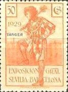 Spanish Postage Stamps Overprinted "TANGER" - International Exhibition Seville and Barcelona — 50C, orange