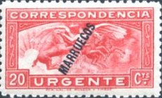 Special Delivery - Spanish Postage Stamp Overprinted "MARRUECOS" — 20C, carmine red