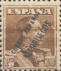 King Alfonso XIII - Spanish Postage Stamp Overprinted CORREO ESPANOL - MARRUECOS" — 10Pta, brown
