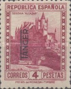 Spanish Postage Stamps Overprinted "TANGER" Vetically — 4Pta, purple red