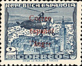 Airmail - Spanish Postage Stamp Overprinted "CORREO - ESPANOL - TANGER" — 2Pta, dark blue