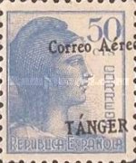 Airmail - Spanish Postage Stamps Overprinted "Correo Aéreo Tanger" — 50C, blue