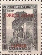 Airmail - Spanish Postage Stamps Overprinted "Correo Aéreo Tanger" — 1Pta, slate-grey, Red overprint