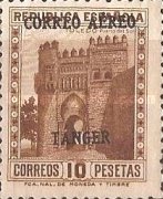 Airmail - Spanish Postage Stamps Overprinted "Correo Aéreo Tanger" — 10Pta, brown