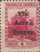 Airmail - Spanish Postage Stamps Overprinted "Via - Aerea - Tanger" — 4Pta, purple rose
